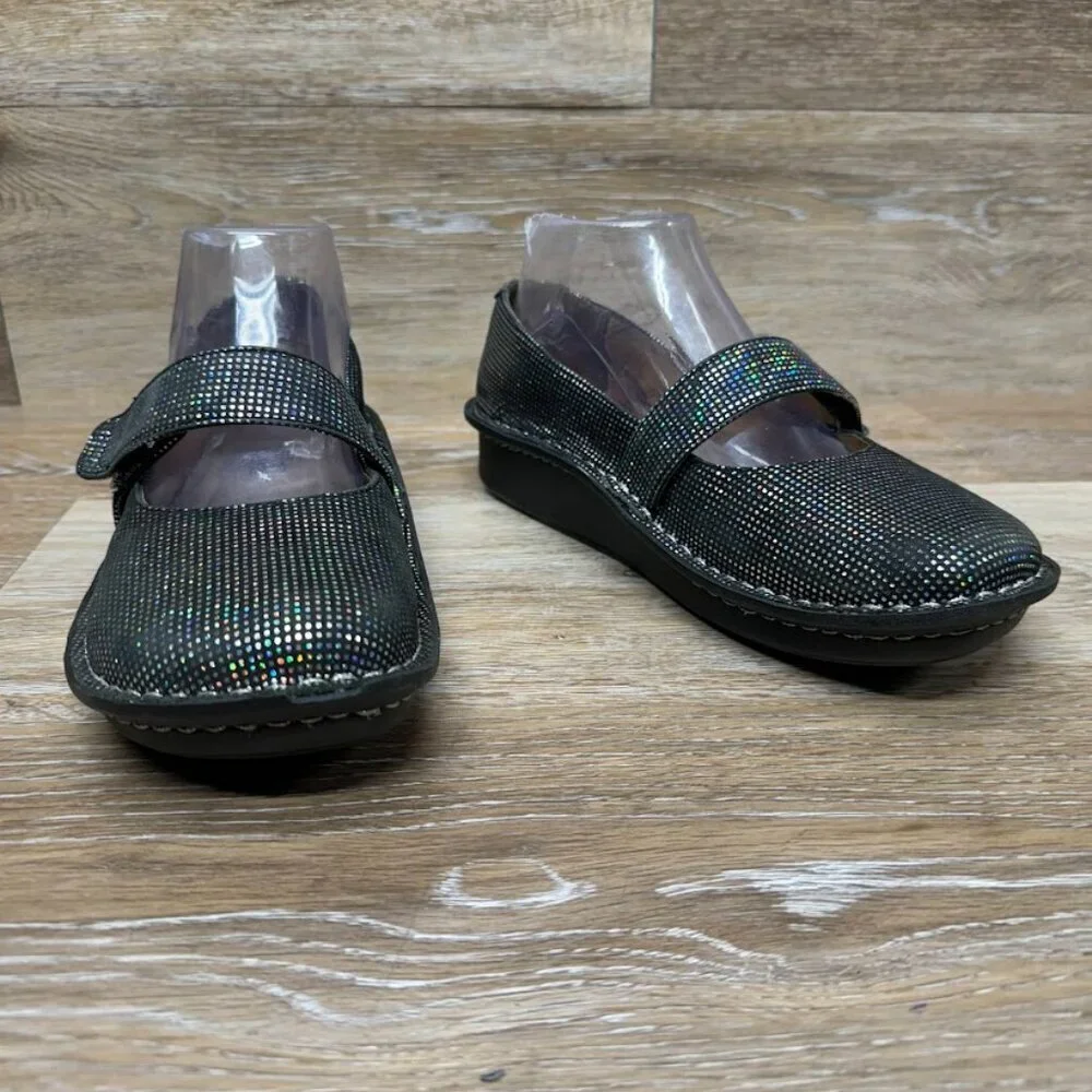 Alegria Paloma Black/Silver Mary Jane Women's Size EU 37